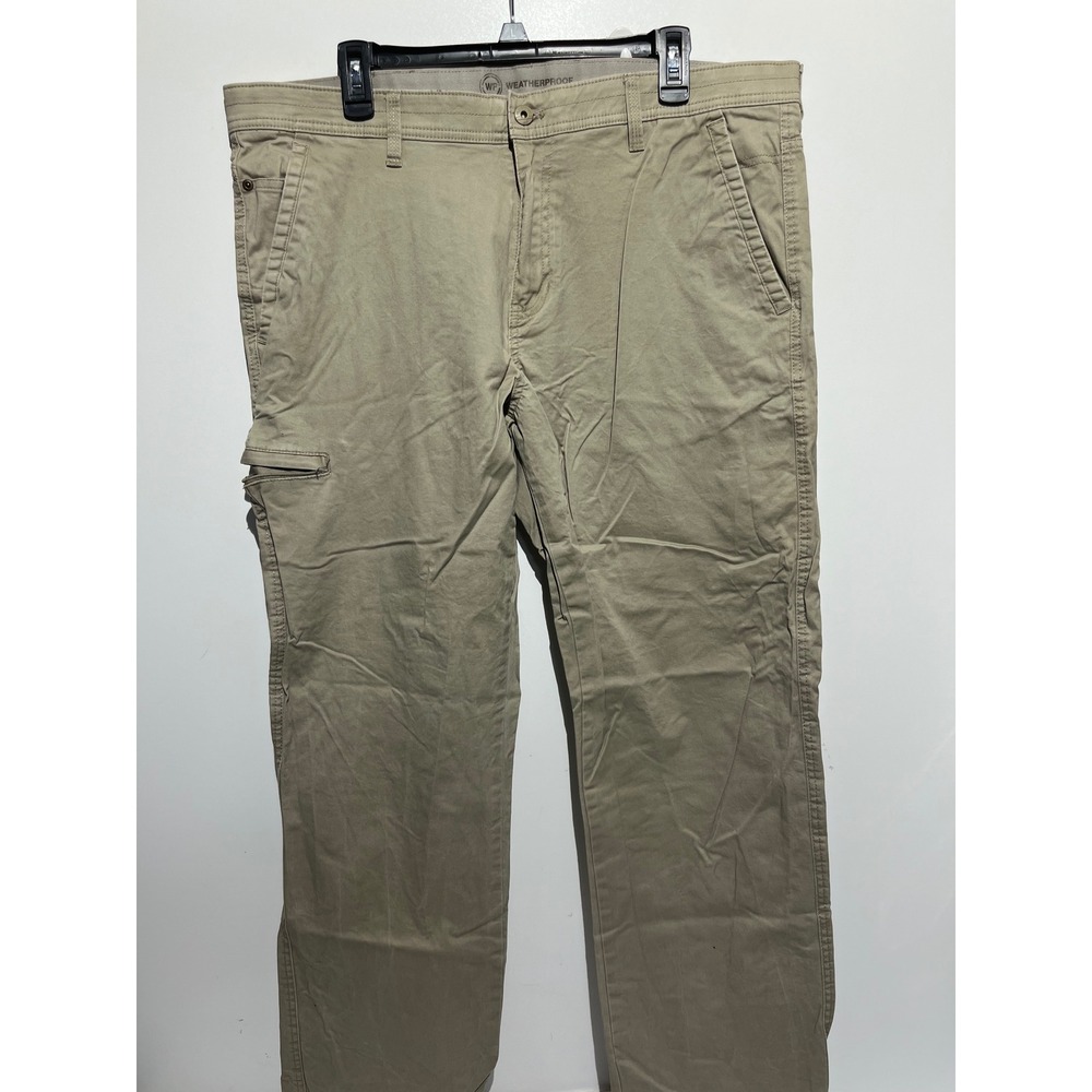 Weatherproof Vintage Mens Khaki Tan Utility Cargo Pants Straight Leg 42x32